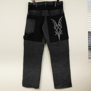 Reworked custom wide leg denim